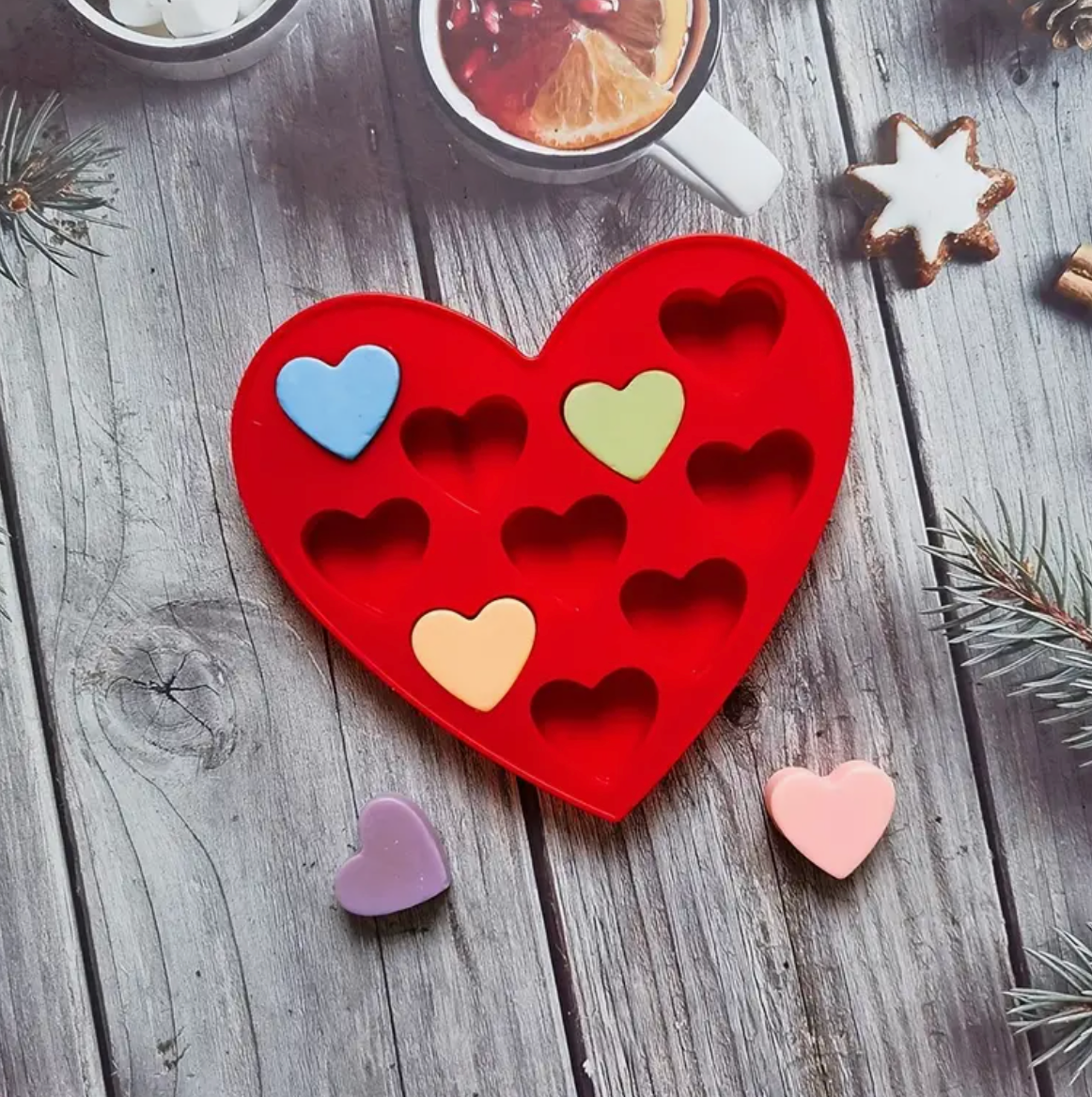 10 Cells Heart Chocolate Mould