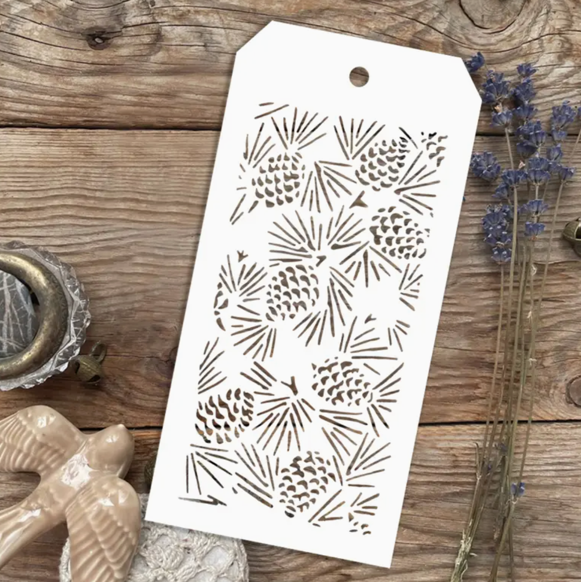 Pine Leaves & Cone Stencil