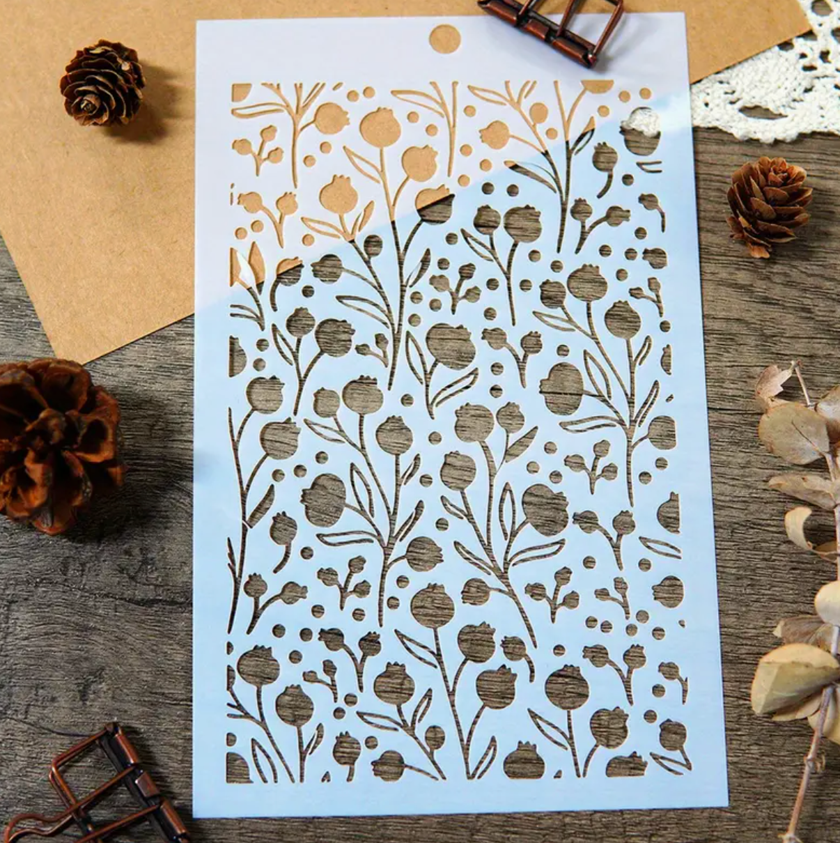 Seed Branches Stencil