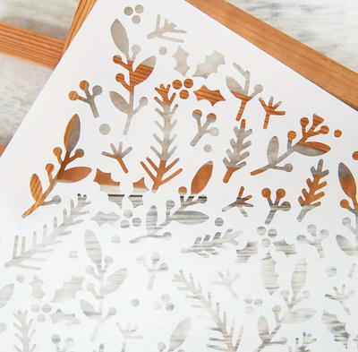 Holly Leaves Stencil