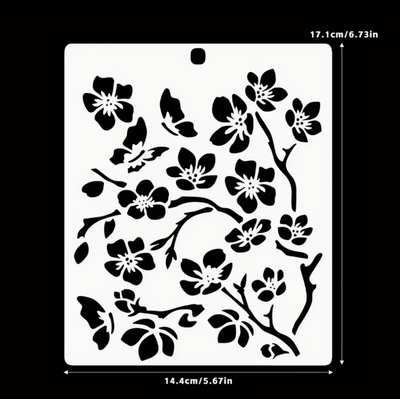 Cherry Blossom Flower Plastic Stencil