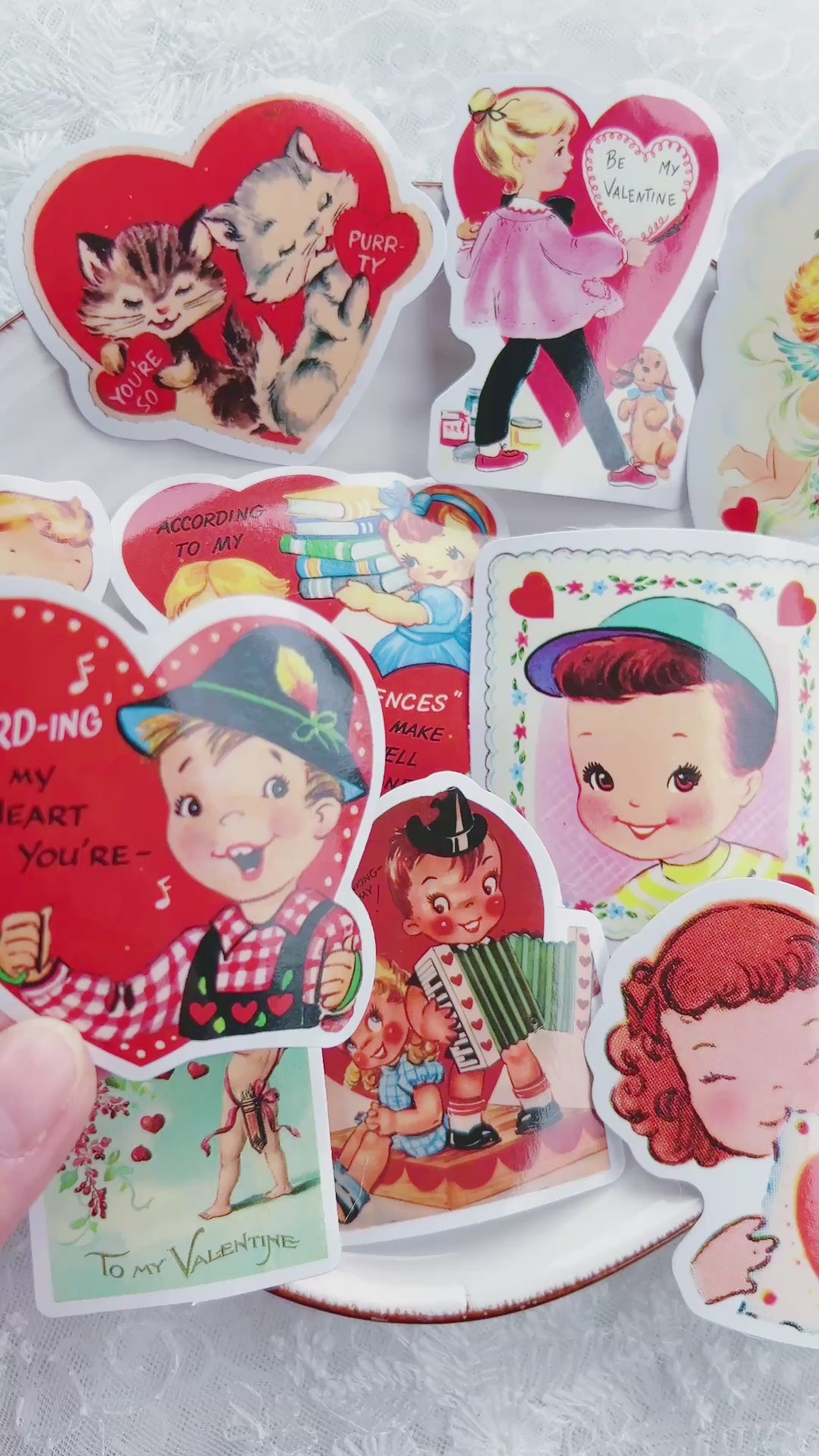 50 Pcs Retro Valentine Stickers