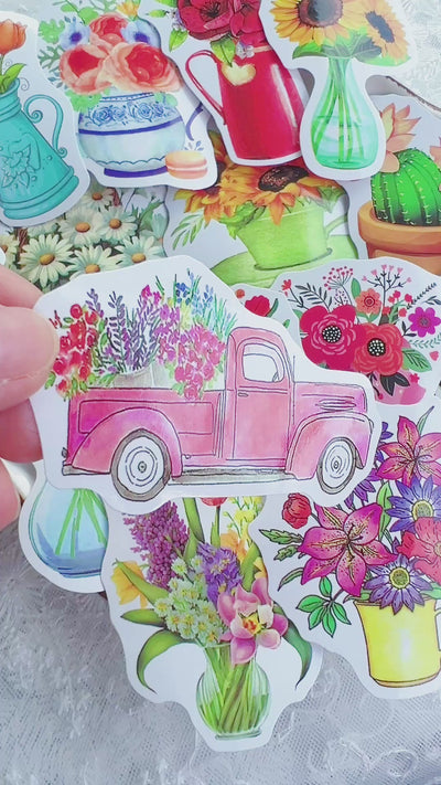 50 Pcs Flower Pots Stickers