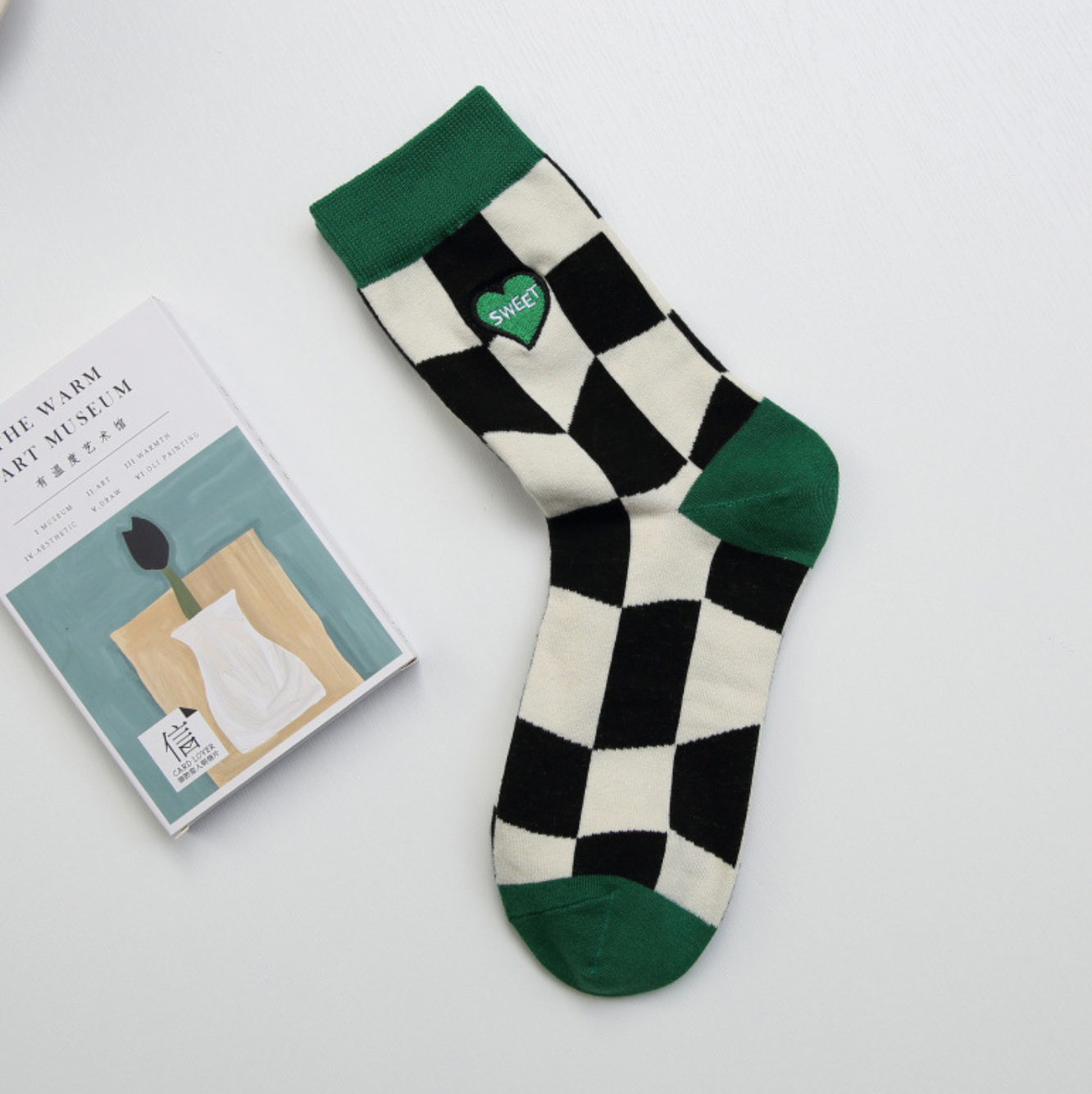 Retro Green women socks - Milky Panda