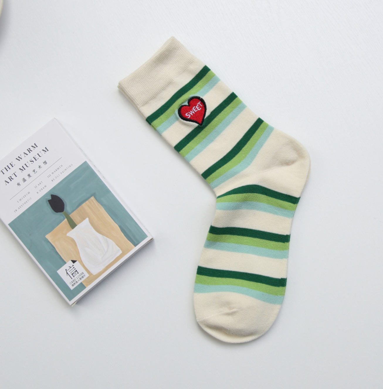 Retro Green women socks - Milky Panda