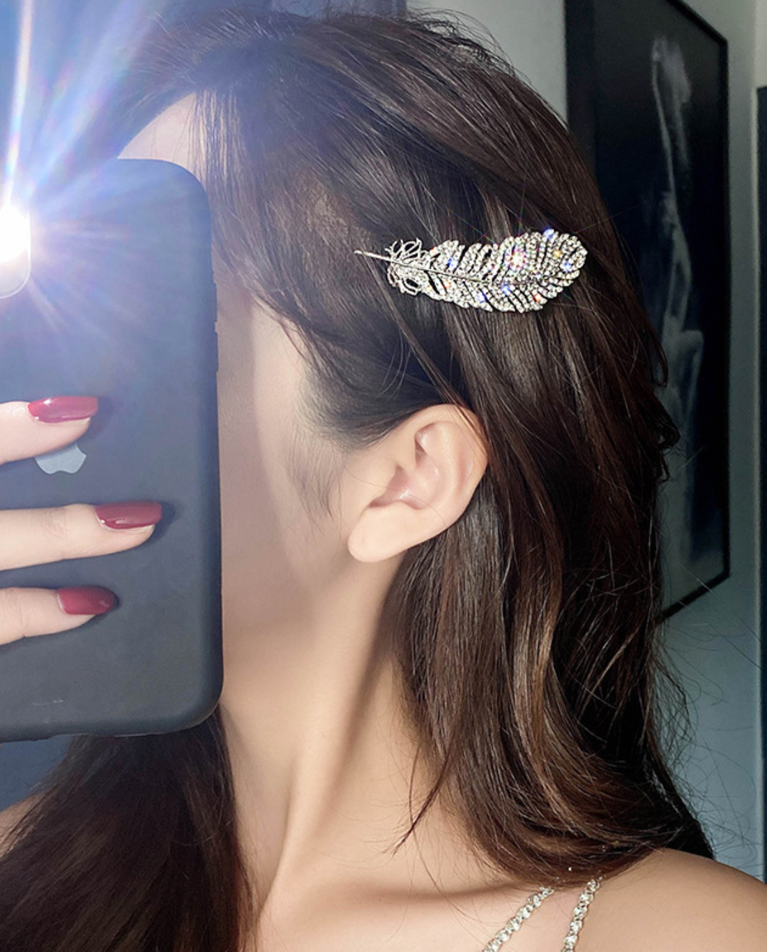 Sparkling Feather Hair Clip