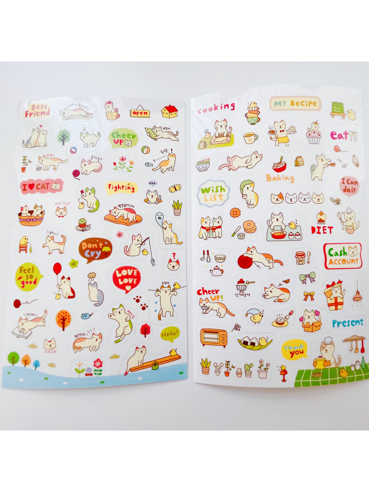 6 pages cat stickers set