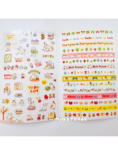 6 pages cat stickers set