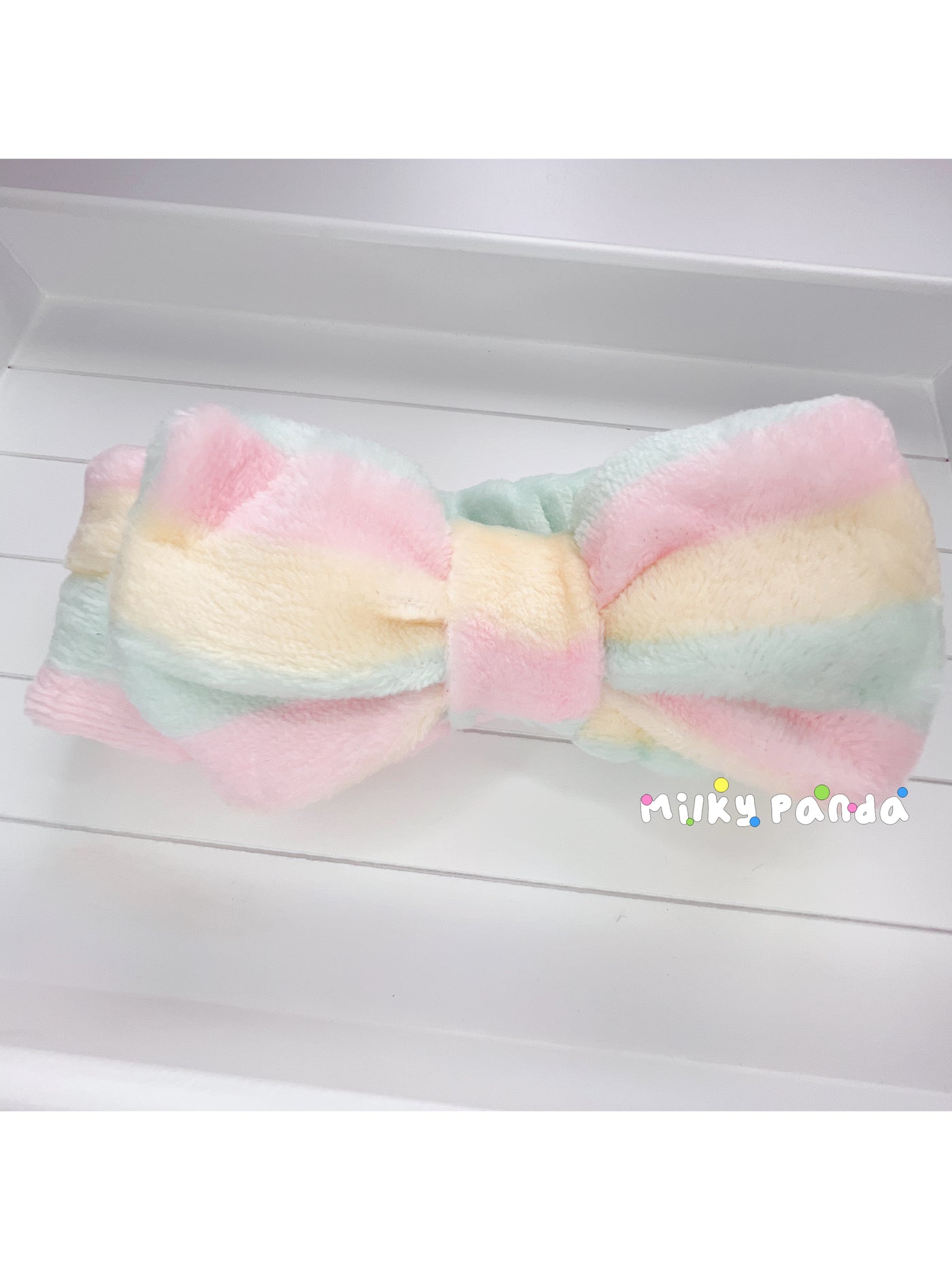 Fluffy bow hair bands - Milky Panda