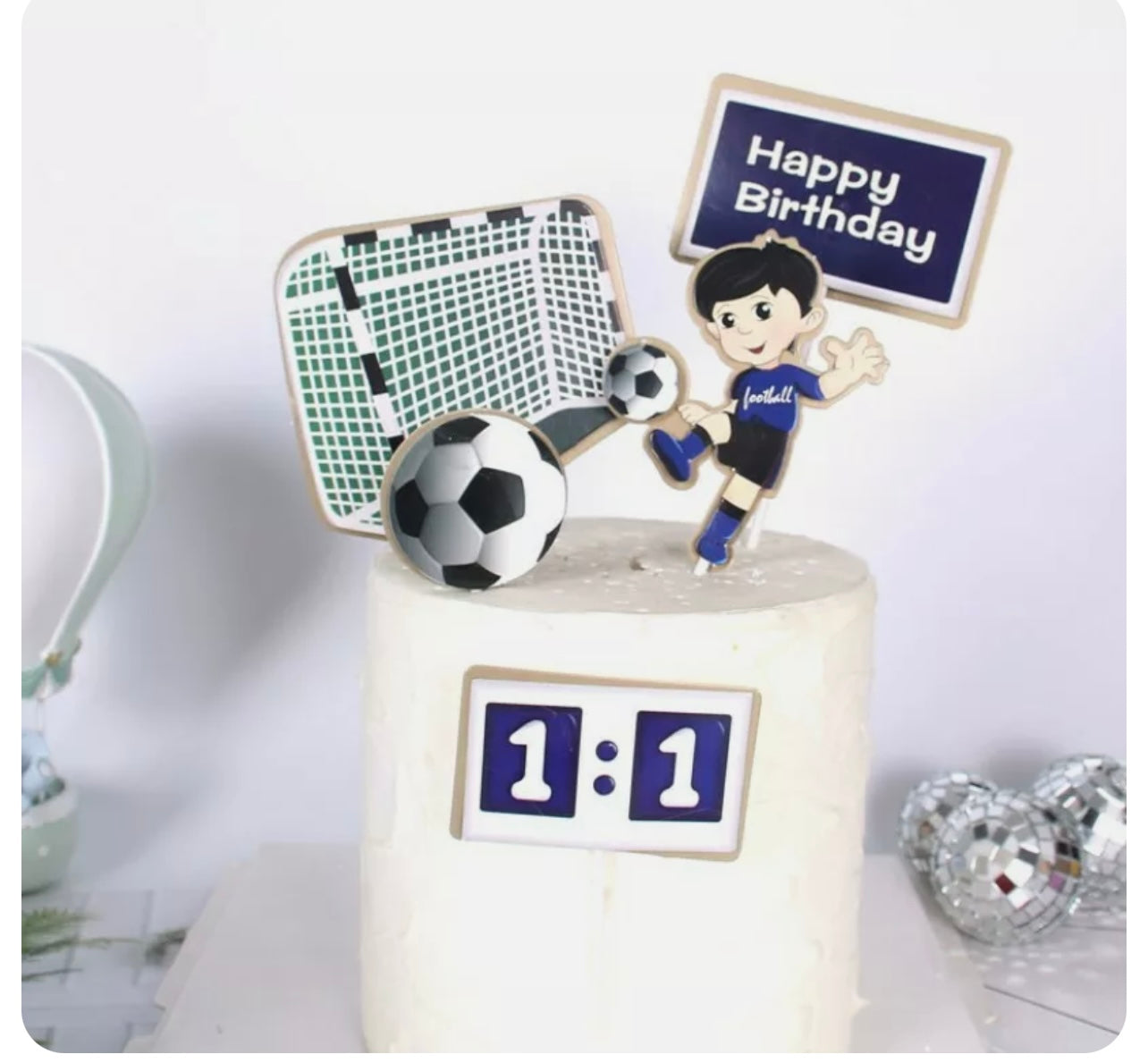 Football themed cake topper decoration set - Milky Panda