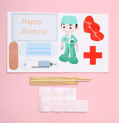 Doctor themed cake topper decoration set - Milky Panda