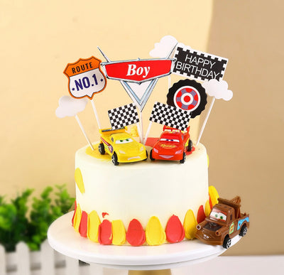 Racing car themed cake topper decoration set - Milky Panda