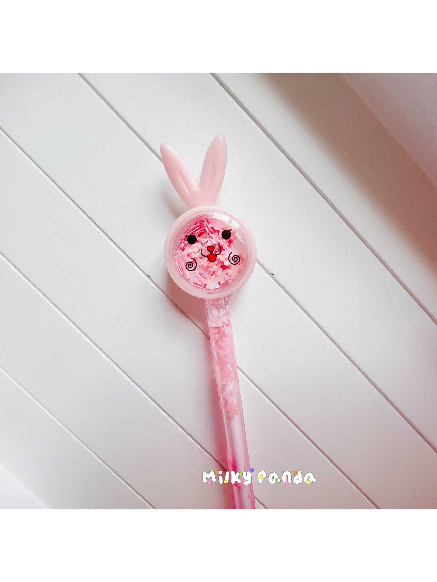 Bunny shimmering flakes pen - Milky Panda