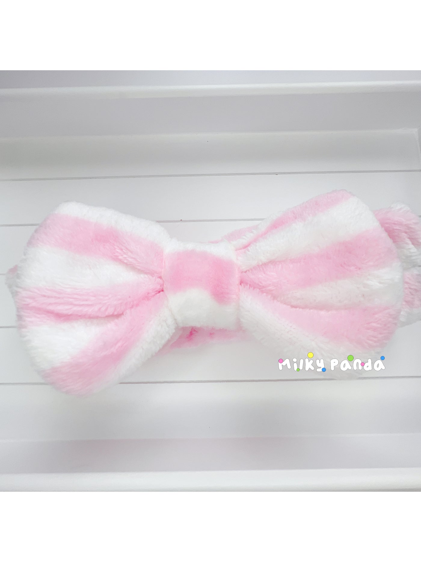 Fluffy bow hair bands - Milky Panda