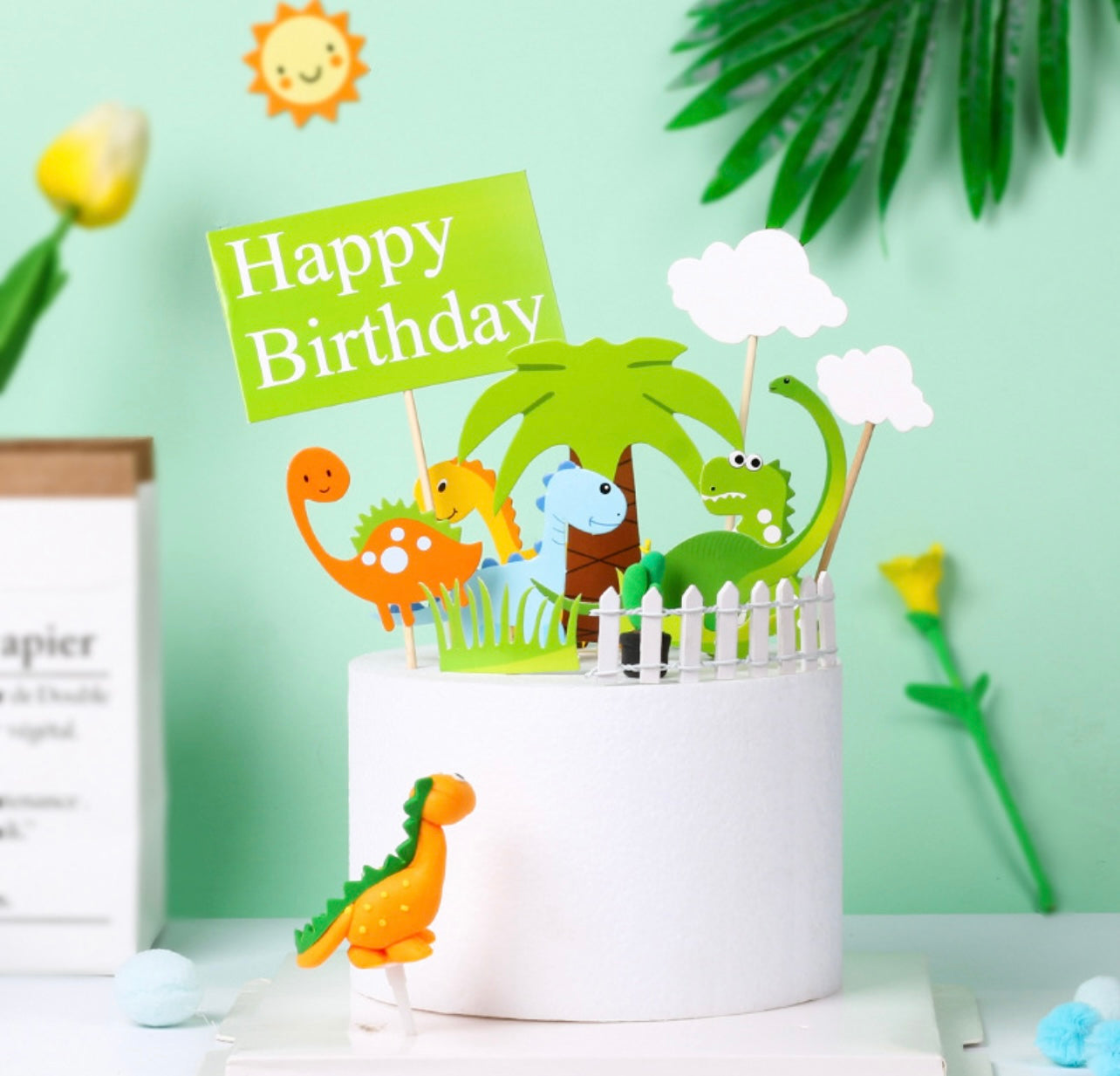 Dinosaur cake topper decoration set - Milky Panda