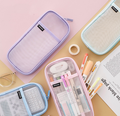 Grid Mesh Pencil Case