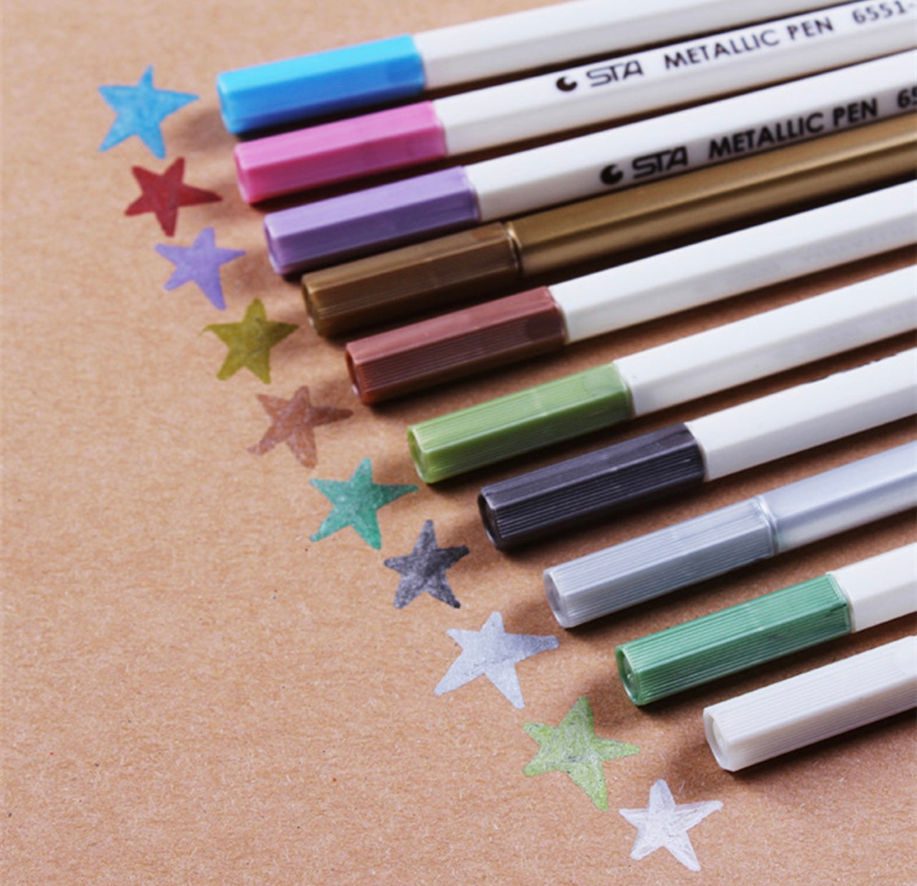 Set of 10 Metallic Waterproof Marker Pens