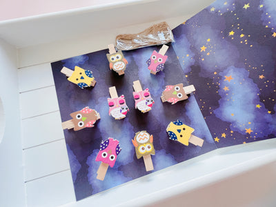 10 Cute Owl Wooden Pegs