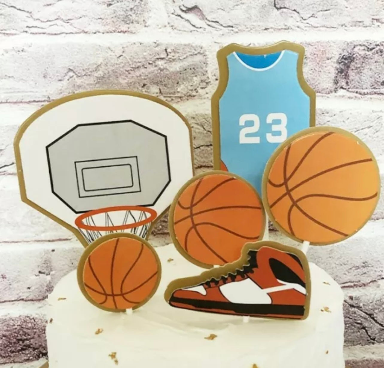 Basketball themed cake topper decoration set - Milky Panda