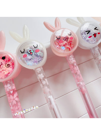 Bunny shimmering flakes pen - Milky Panda