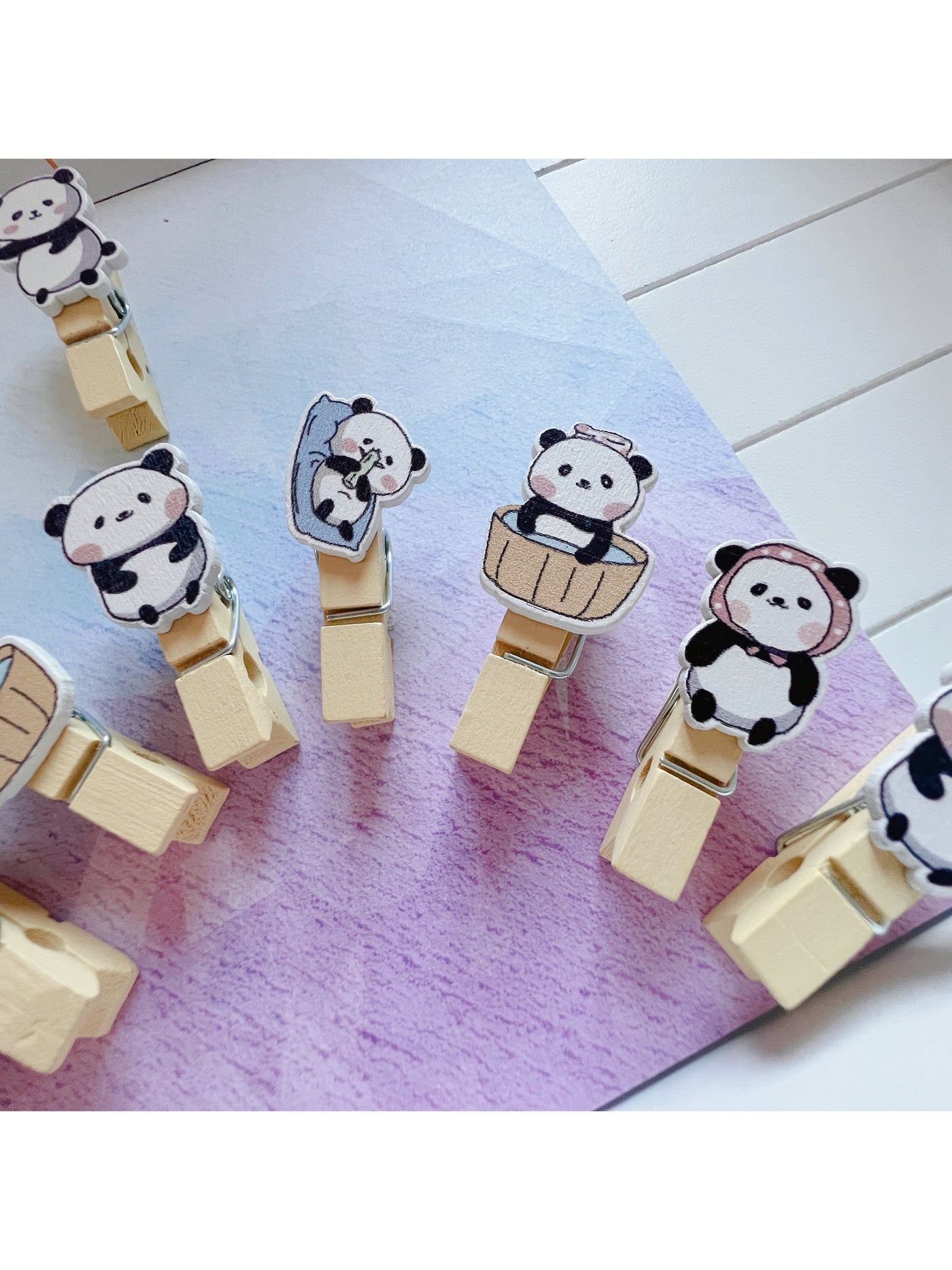 10 Pcs Panda Wooden Pegs