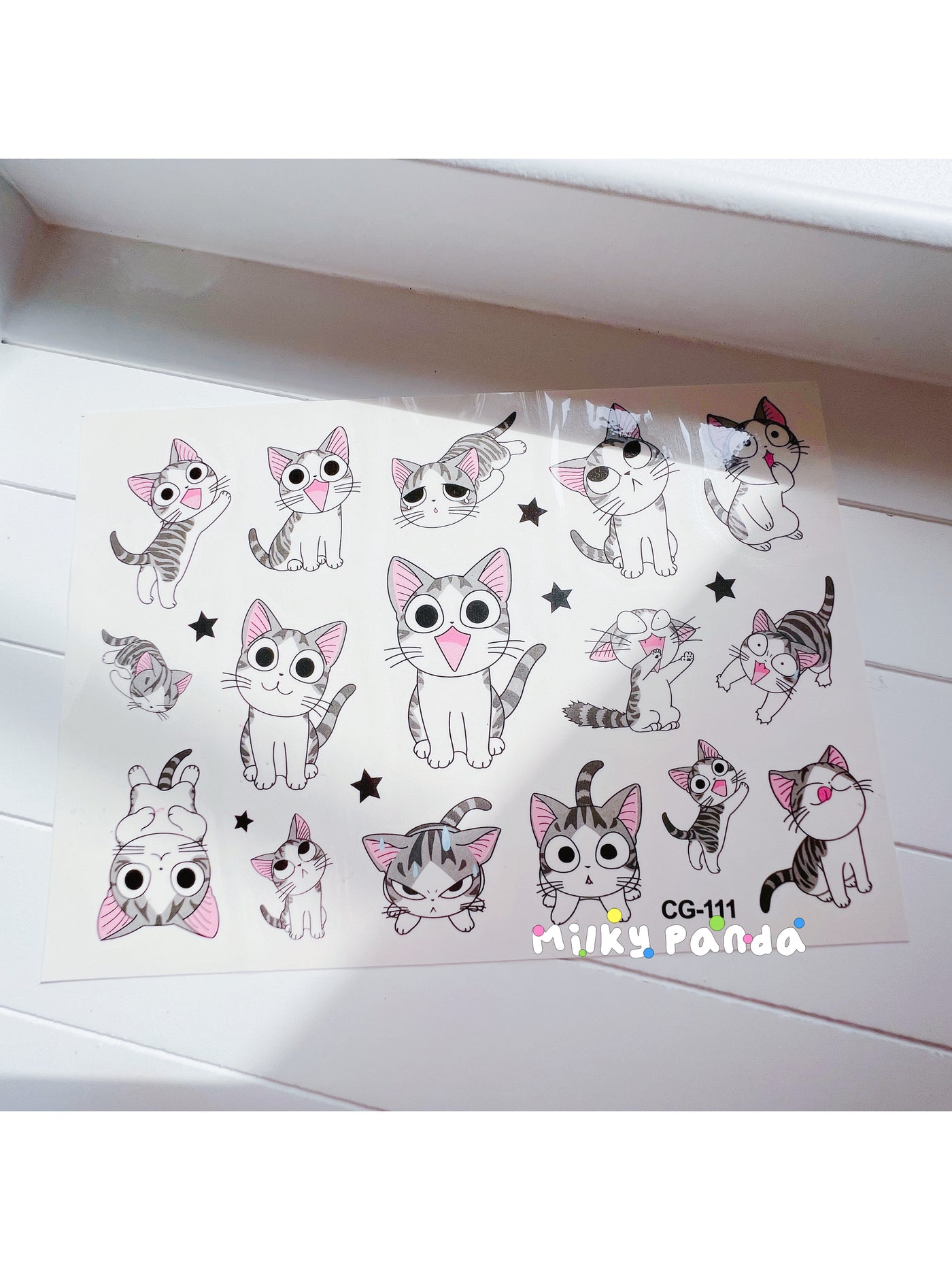 Cat temporary tattoo - Milky Panda