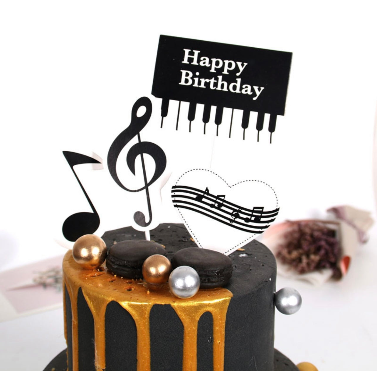 Musical cake topper decoration set - Milky Panda