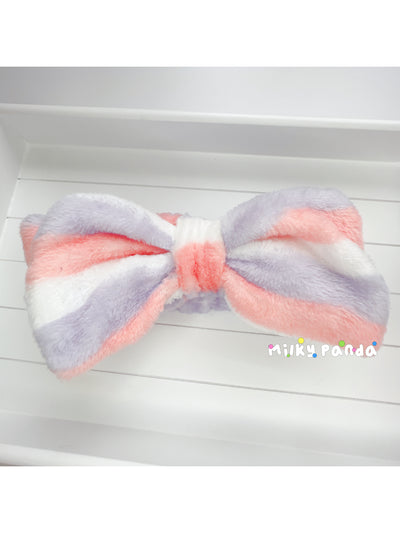 Fluffy bow hair bands - Milky Panda