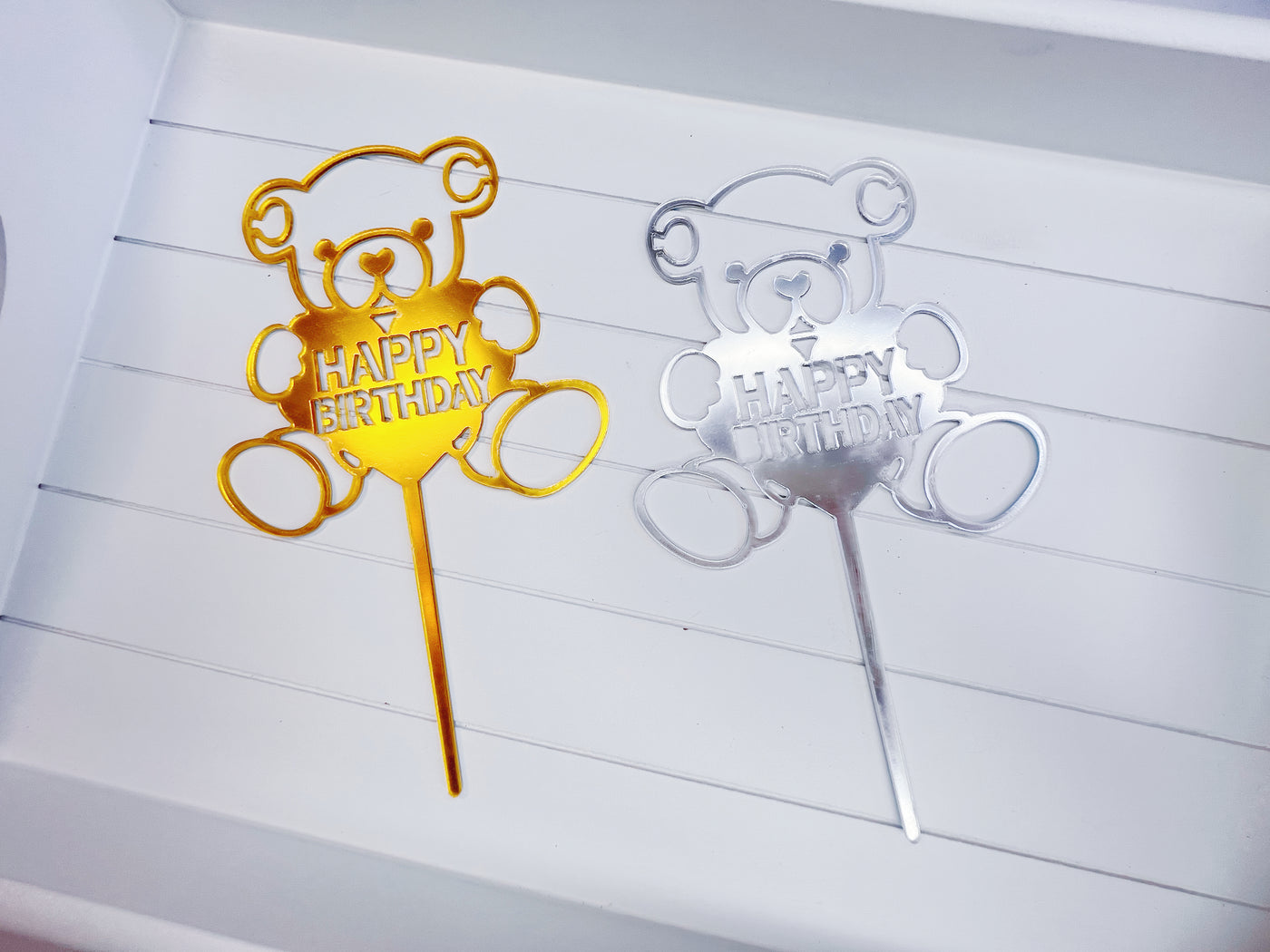 Bear happy birthday cake topper decoration - Milky Panda