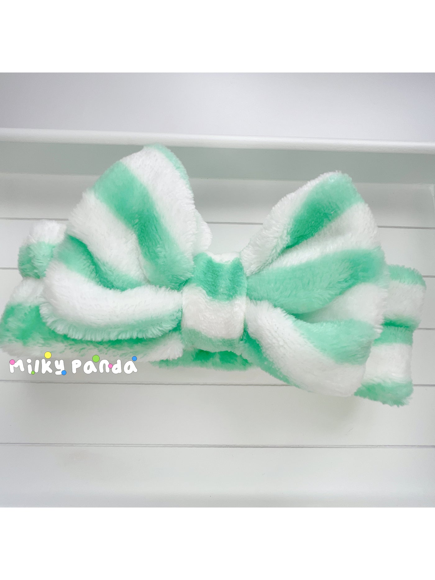 Fluffy bow hair bands - Milky Panda