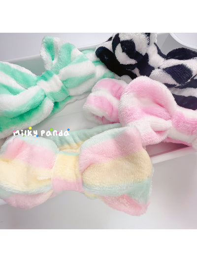 Fluffy bow hair bands - Milky Panda