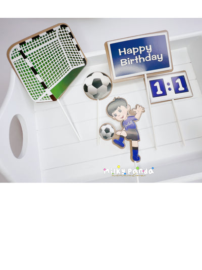 Football themed cake topper decoration set - Milky Panda