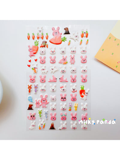 Rabbit with carrot puff sticker Easter - Milky Panda