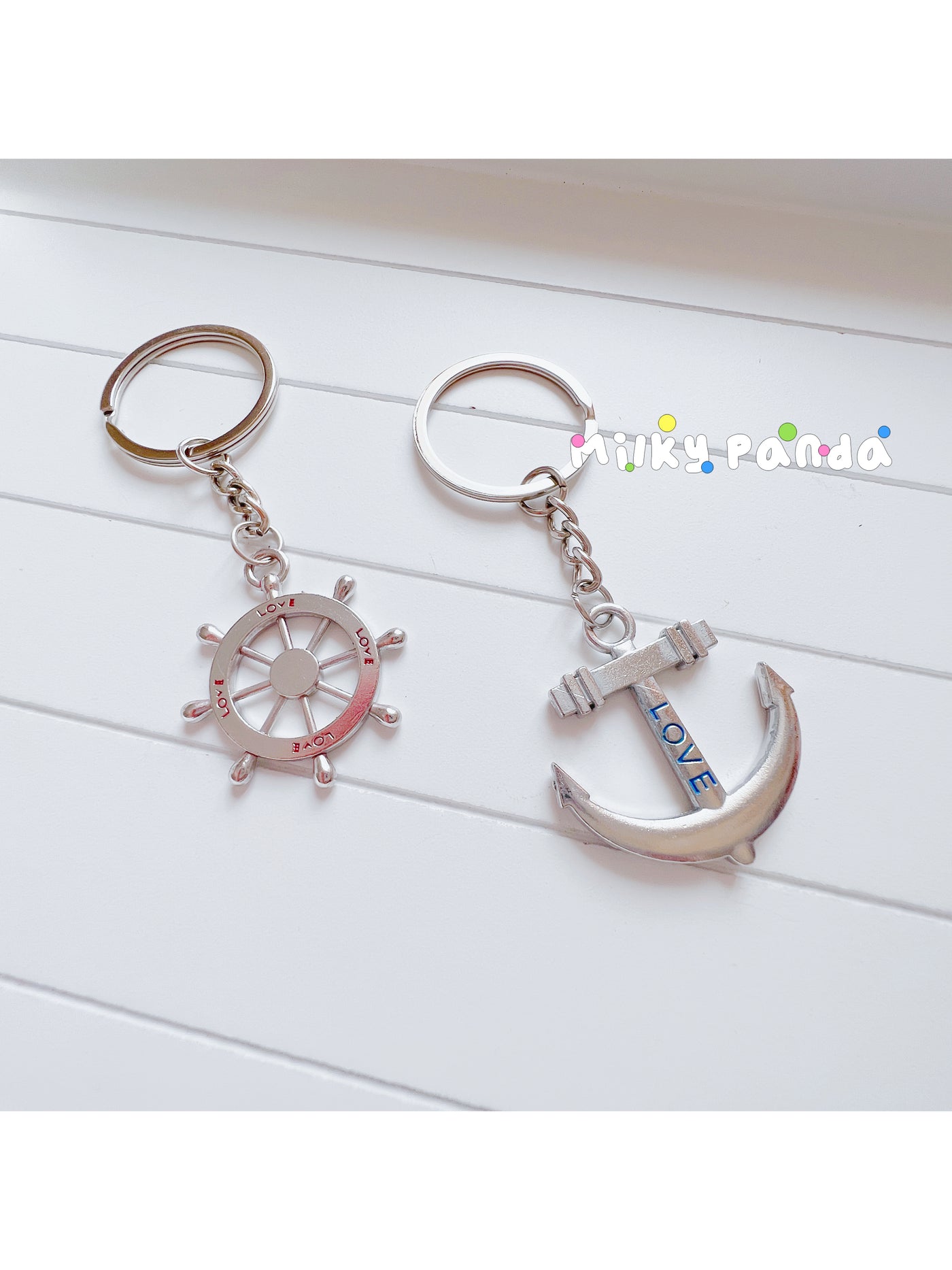 Set of 2 couple keyrings - Milky Panda