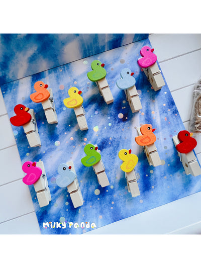 12 Pcs duck wooden pegs