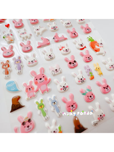 Rabbit with carrot puff sticker Easter - Milky Panda