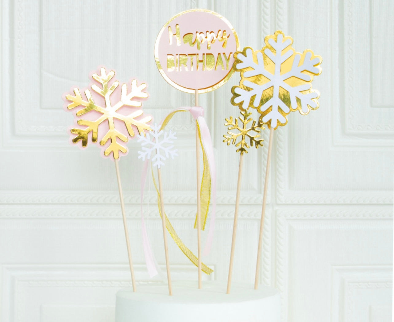 Snowflakes birthday cake topper decoration set - Milky Panda