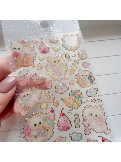 Glittery cat sticker