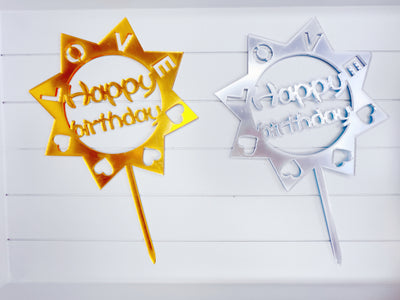 Star happy birthday cake topper decoration - Milky Panda