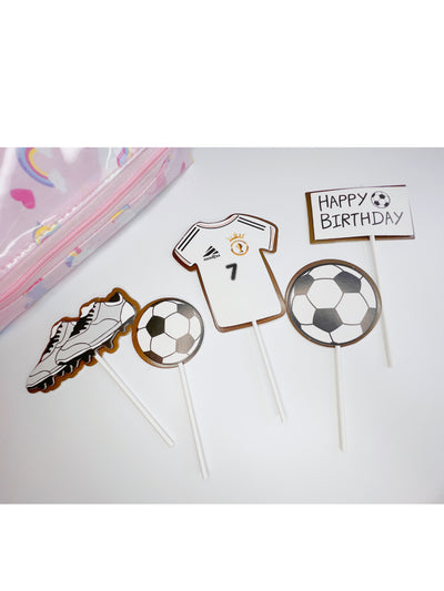 Football themed cake topper decoration set - Milky Panda