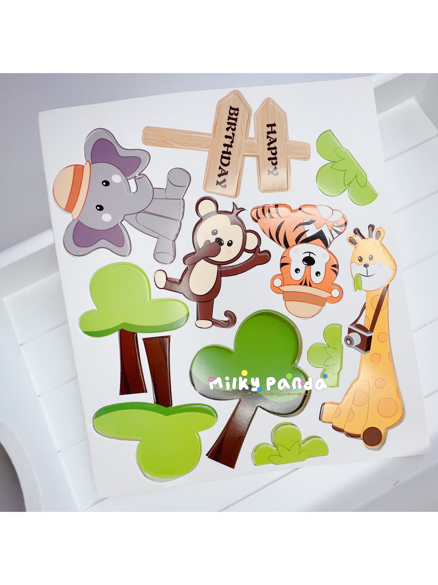 Safari Animal cake topper decoration set - Milky Panda