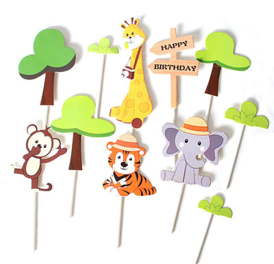 Safari Animal cake topper decoration set - Milky Panda