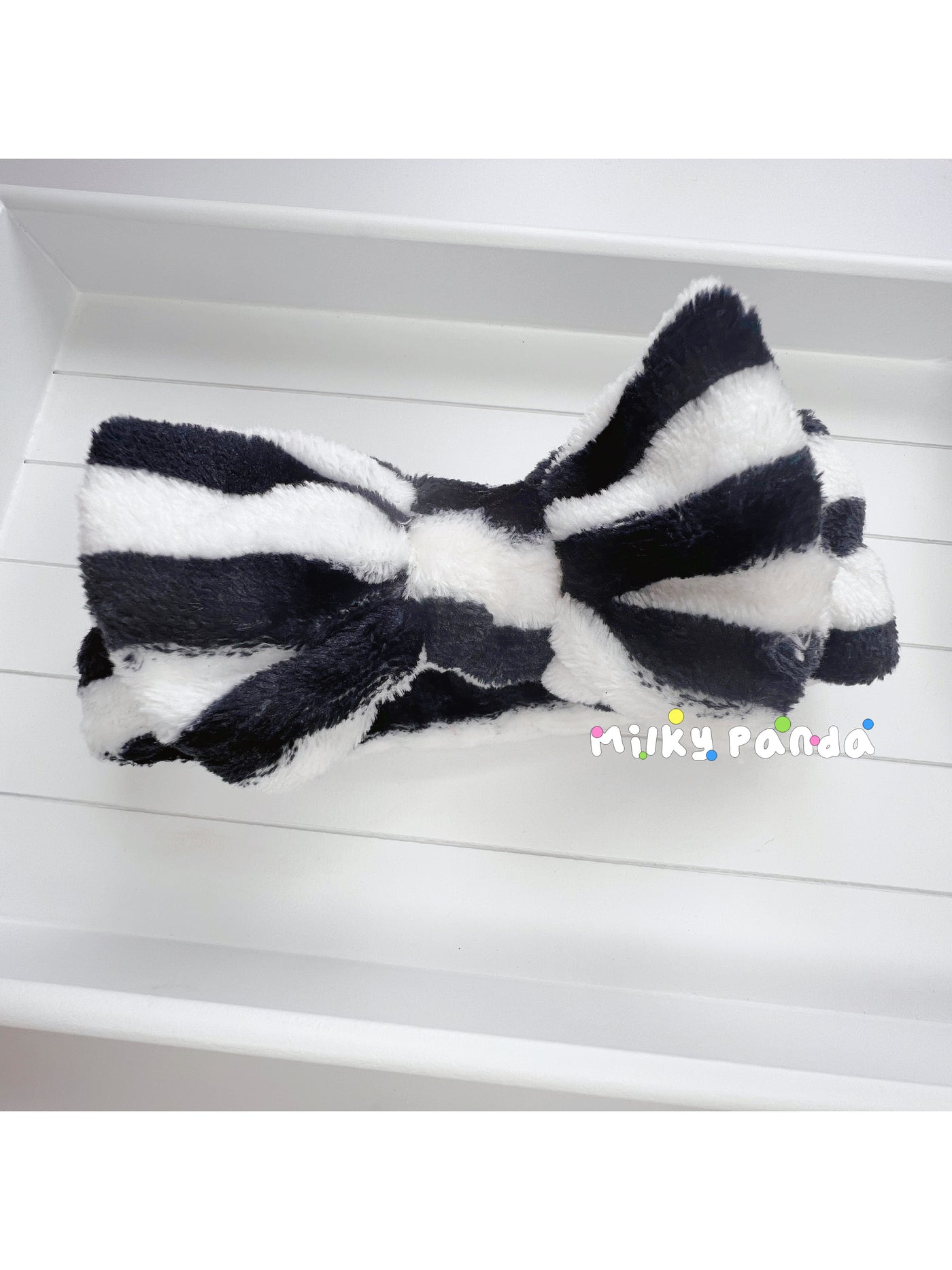 Fluffy bow hair bands - Milky Panda